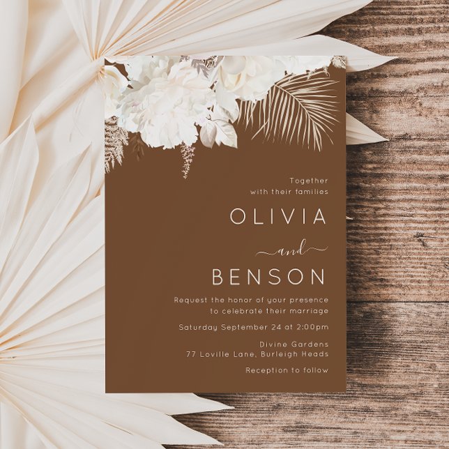Ivory Boho Flowers sjunker hösten bröllop Inbjudningar (Skapare uppladdad)