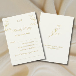 Ivory Botanical Christian Wedding RSVP Card OSA Kort