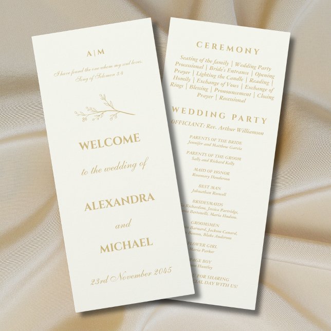 Ivory Botanical Minimalist Christian Wedding  Program (Skapare uppladdad)