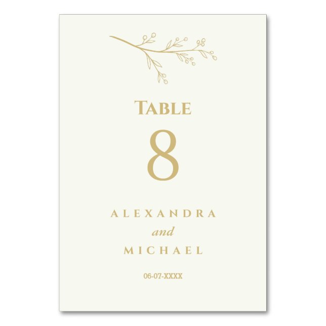Ivory Botanical Minimalist Wedding   Bordsnummer (Framsidan)