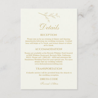 Ivory Botanical Minimalist Wedding Details Tilläggskort