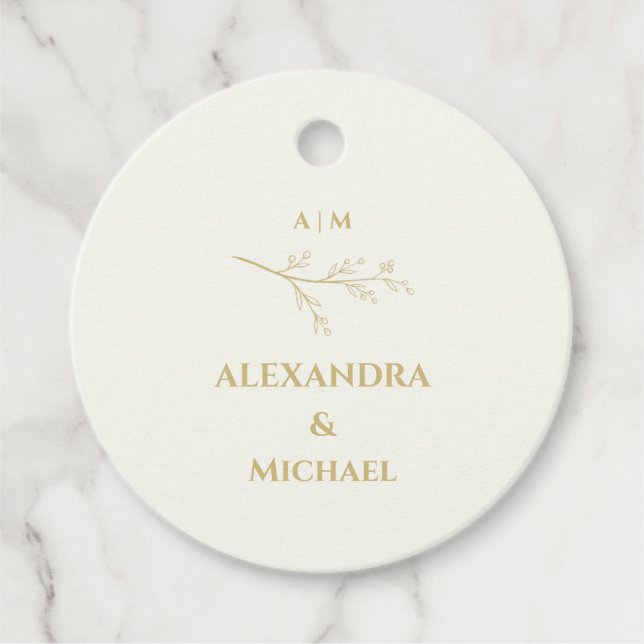 Ivory Botanical Minimalist Wedding Thank You Gåvor Etiketter (Framsida)