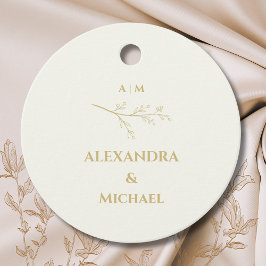 Ivory Botanical Minimalist Wedding Thank You Gåvor Etiketter