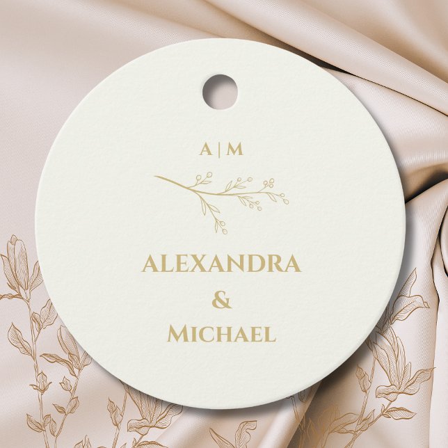 Ivory Botanical Minimalist Wedding Thank You Gåvor Etiketter (Skapare uppladdad)