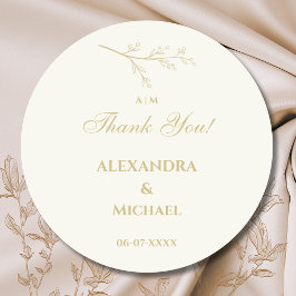 Ivory Botanical Minimalist Wedding Thank You Runt Klistermärke