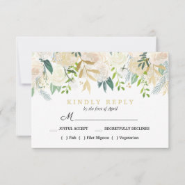 Ivory Bouquet Blommigt Bröllop Meal Choice OSA Ros Kort