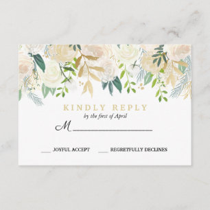 Ivory Bouquet Blommigt Bröllop Response OSA Mint Kort