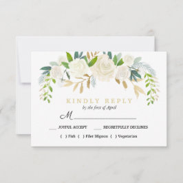 Ivory BouquetFloral Bröllop Meal Choice OSA Mint Kort