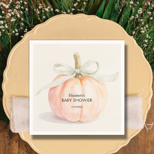 Ivory Bow Little Pumpkin Baby Shower Pappersservett