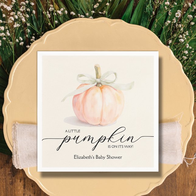 Ivory Bow Little Pumpkin Baby Shower Pappersservett (Ivory Bow Little Pumpkin Gender Neutral Baby Shower Napkins)