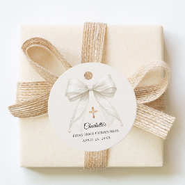 Ivory bow pearls First Holy Communion DIY Gåvor Etiketter