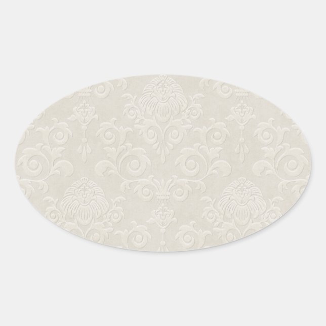 Ivory Brocade Sticker Ovalt Klistermärke (Framsida)