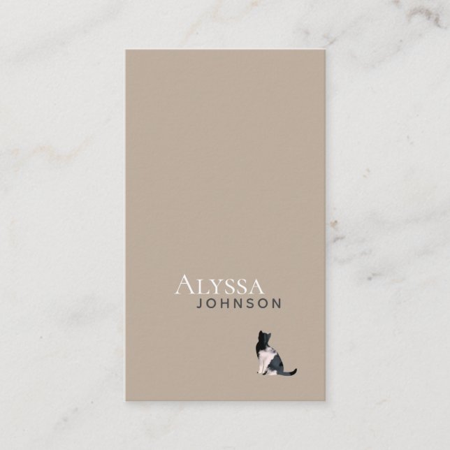 Ivory Brown Calico Cloud Cat Minimal Visitkort (Framsida)
