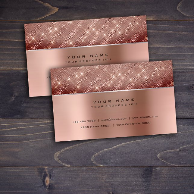Ivory Brush Parly Copper Steel Silver Glitter VIP Visitkort (Ivory Brush Pearly Copper Steel Silver Glitter VIP Business Card)