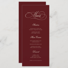 Ivory & Burgundy Old Money Aesthetic Retro Wedding Meny
