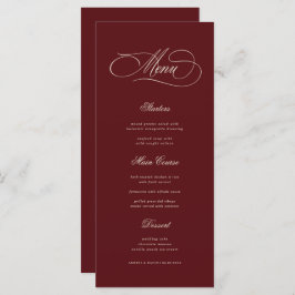Ivory & Burgundy Old Money Aesthetic Retro Wedding Meny