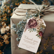 Ivory Burgundy Watercolor Blommigt bröllopsförmån