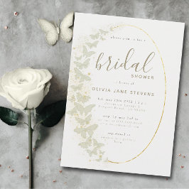 Ivory Butterflies Boho Guld Ram Möhippa Inbjudningar