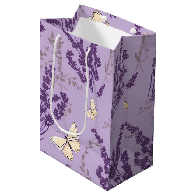 Ivory Butterflies med Lavender Flowers (Framsidan Vinklad)