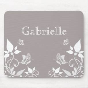 Ivory Butterfly Blommigt Mousepad Musmatta