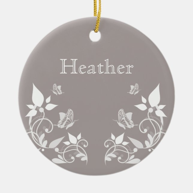 Ivory Butterfly Blommigt Ornament (Framsidan)