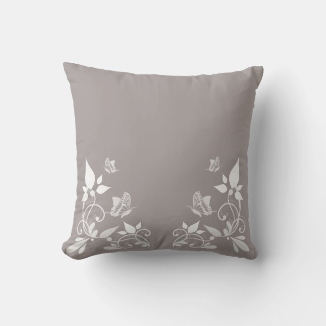 Ivory Butterfly Blommigt Pillow Kudde (Framsida)