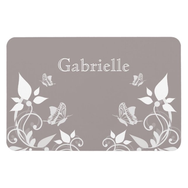 Ivory Butterfly Blommigt Premium Magnet (Horisontell)