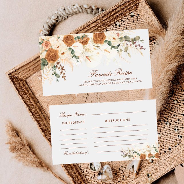 Ivory Calla Lilies Favorite Recipe Bridal Ticket Anteckningskort (Skapare uppladdad)