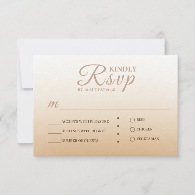 Ivory Champagne Gradient Bröllop OSA Card Kort (Framsida)