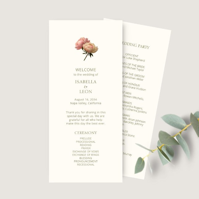 Ivory | Chic Floral Rose Wedding Program (Skapare uppladdad)