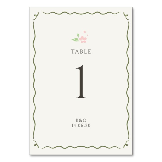 Ivory | Chic Floral Wedding Table Number Card Bordsnummer (Framsidan)