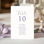 Ivory | Chic Lavender Wedding Seating & Table Card Bordsnummer<br><div class="desc">Chic and elegant wedding seating chart and table number combo features a contemporary set of purple fonts, against a soft ivory background. The design is repeated at the back. This seating card accommodates a 10 guest names. The design embues modern elegance in a minimalist style, matching other items in the...</div>