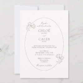 Ivory | Chic Oval Botanical Wedding Invitat Inbjudningar
