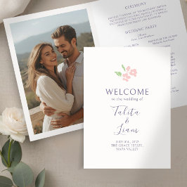 Ivory | Chic Photo Floral Wedding  Program