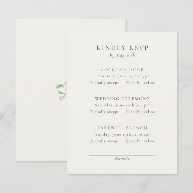 Ivory | Chic Wedding RSVP Response Card OSA Kort (Fram/baksida)