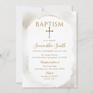 Ivory Christening Guld Kor minimalistisk baptism Inbjudningar