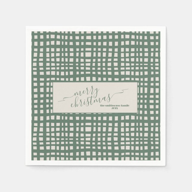 Ivory Christmas Poinsettia Sage elegant Pappersservett (Framsidan)