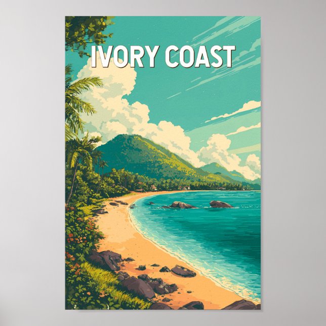 Ivory Coast Illustration Travel Art Vintage Poster (Framsidan)