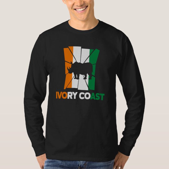 Ivory Coast Ivorian Ivory Coast Flag Rhinoceros Si T Shirt (Framsida)
