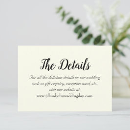 Ivory Color Simple Style Wedding Details Tilläggskort