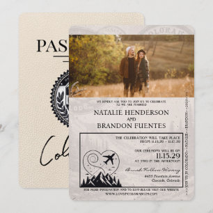 Ivory Colorado Passport Bröllop Inbjudningar