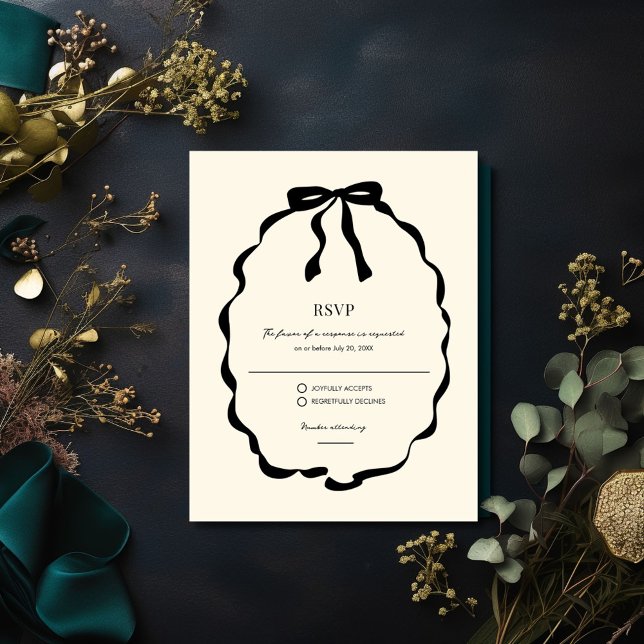 Ivory Coquette Bow Bröllop OSA Kort (Ivory Coquette Bow Wedding RSVP )