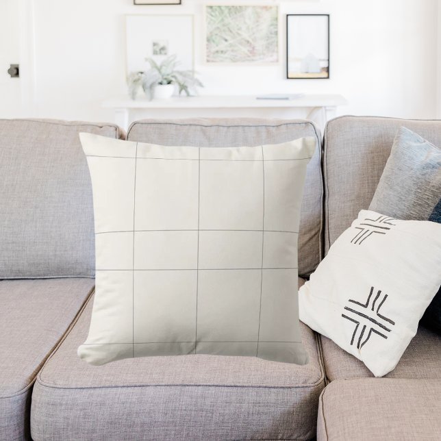 Ivory cream gray neutrals checked modern kudde (Skapare uppladdad)