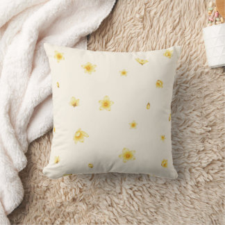 Ivory Cream Japanese Wintersweet Floral Pattern Kudde