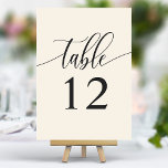 Ivory Cream Minimalist Calligraphy Bröllop Bordsnummer<br><div class="desc">Följ med dina gäster till deras platser med dessa elegant elfenbensgräddbordsnummer i bröllop. De här bordsnumren har en minimalistisk design med modern kalligrafi och ger dig en smula sofistikering till din bröllopsmottagning. Den mjuka bakgrunden och den rena typografin i eleganten säkerställer att den är enkel att läsa samtidigt som du...</div>