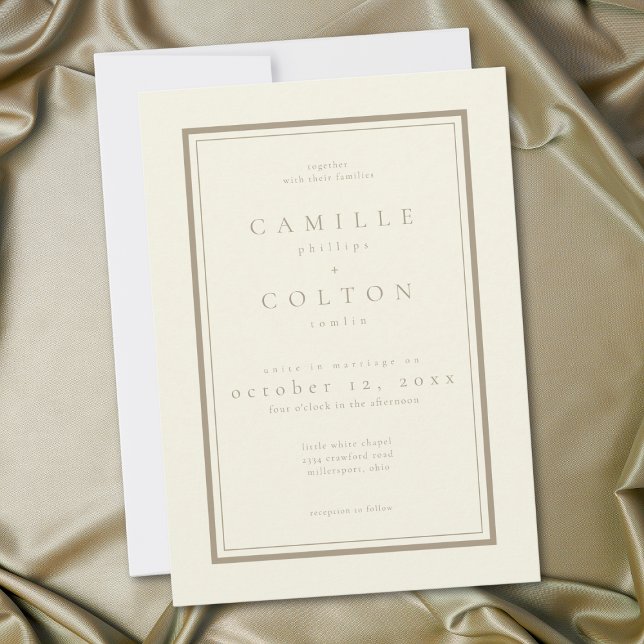 Ivory Cream Minimalist Frame Wedding Inbjudningar (Ivory Cream Minimalist Frame Wedding Invitation)