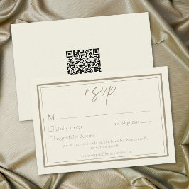 Ivory Cream Minimalist Frame Wedding QR Code OSA Kort