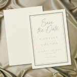 Ivory Cream Minimalist Frame Wedding Spara Datumet<br><div class="desc">Celebrate your love with this minimalist ivory cream wedding save the date card design. It's perfect for a rustic autumn ceremony. This earthy,  modern look offers a warm and sophisticated feel for your autumn hue wedding. Created by Simply Farmhouse Press.</div>