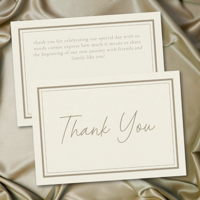 Ivory Cream Minimalist Frame Wedding Tack Kort (Ivory Cream Minimalist Frame Wedding Thank You Card)