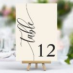 Ivory Cream Modern Calligraphy Bröllop Bordsnummer<br><div class="desc">Följ gästerna till deras platser med dessa chic elegant elfenbensgrädde i bröllop bordsnummer. De här bordsnumren har en minimalistisk design med modern kalligrafi och ger dig en smula sofistikering till din bröllopsmottagning. Den mjuka bakgrunden och den rena typografin i eleganten säkerställer att den är enkel att läsa samtidigt som du...</div>